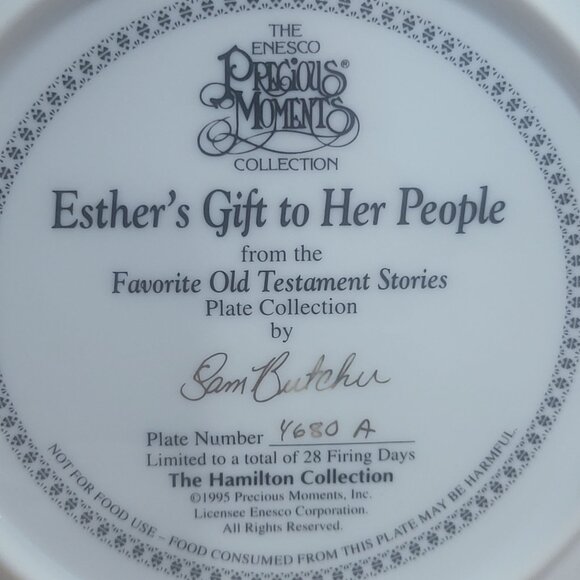 Enesco Precious Moments Esthers Gift To Her People Decorative Plate Hamilton Col - Picture 5 of 12